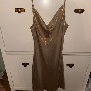 Zara Metallic Gold Mini Dress M